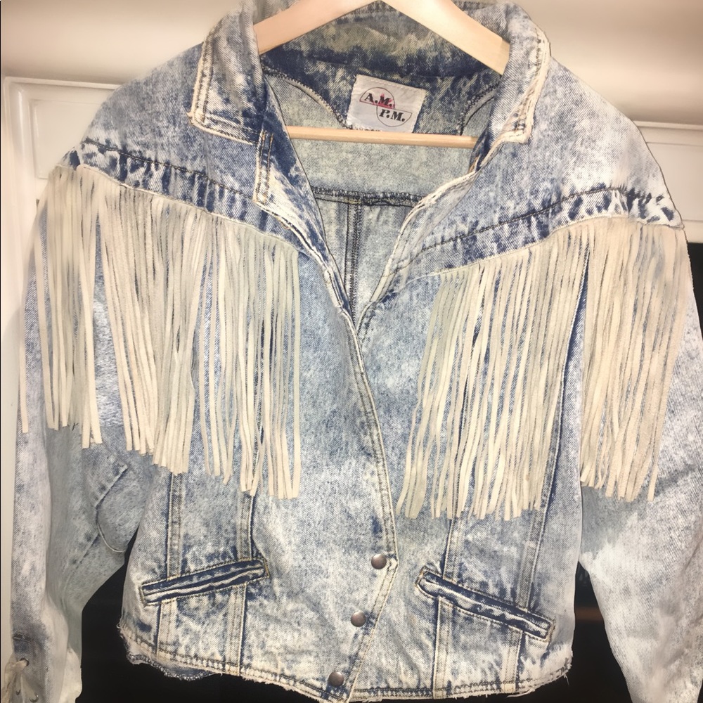 Vintage Am Pm Fringe denim jacket.